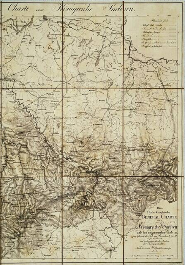 Alte Landkarte des britischen Empire im 19. Jahrhundert, die das Königreich Sachsen-Anhalt mit gedrucktem Text und detaillierten regionalen Informationen zeigt.