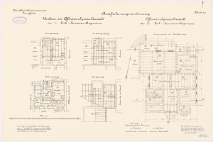 Grundrisszeichnung des ehemaligen Bundeskanzleramts, zeigt detaillierte Layout und Anmerkungen.