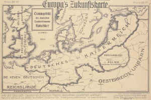 Alte Europa-Karte aus dem frühen 20. Jahrhundert, die das Ausmaß der Europäischen Union zeigt, mit handgeschriebenem Text auf dem Papier.