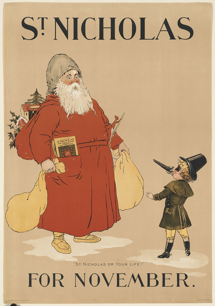 Das Cover des Buches "St. Nicholas for November" zeigt Santa Claus und ein Kind.
