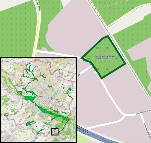 Karte von Stuttgart, Deutschland, mit hervorgehobener Standortmarkierung, Text oben und unten im Bild.
