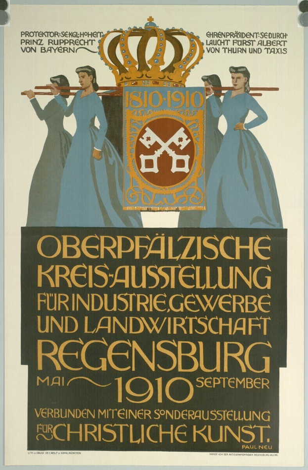 Plakat für die deutsche Revolution 1910 mit einer Gruppe von Menschen und einer Krone, das Text über das Ereignis enthält.